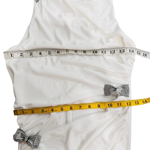 Zara white cut out dress with rhinestone bow NWOT - Picture 8 of 10